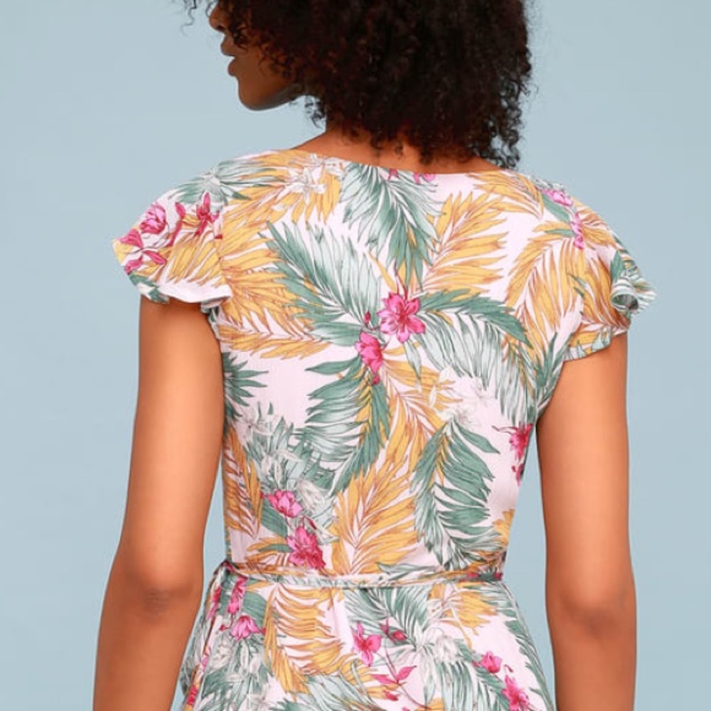 NWT Lulu’s Tropical Ruffle Wrap Dress - Picture 3 of 5
